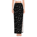 Black And White Bubble Pattern Print High Slit Maxi Skirt
