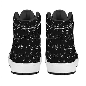 Black And White Bubble Pattern Print High Top Leather Sneakers