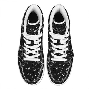 Black And White Bubble Pattern Print High Top Leather Sneakers