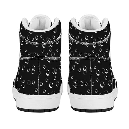Black And White Bubble Pattern Print High Top Leather Sneakers