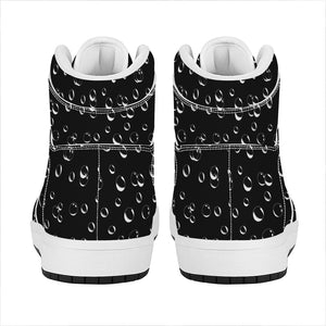 Black And White Bubble Pattern Print High Top Leather Sneakers