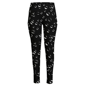 Black And White Bubble Pattern Print High-Waisted Pocket Leggings