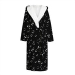 Black And White Bubble Pattern Print Hooded Bathrobe