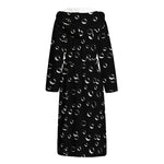 Black And White Bubble Pattern Print Hooded Bathrobe