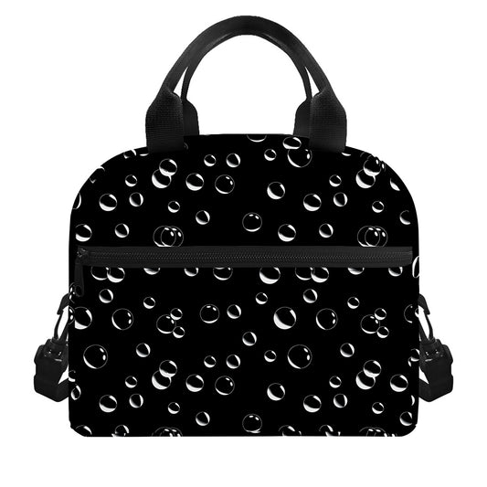 Black And White Bubble Pattern Print Insulated Lunch Bag