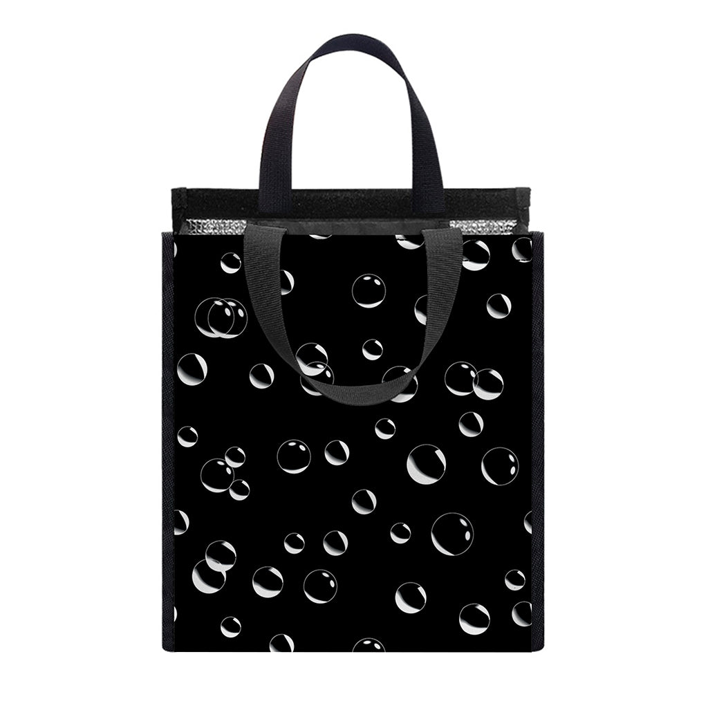 Black And White Bubble Pattern Print Insulated Lunch Tote
