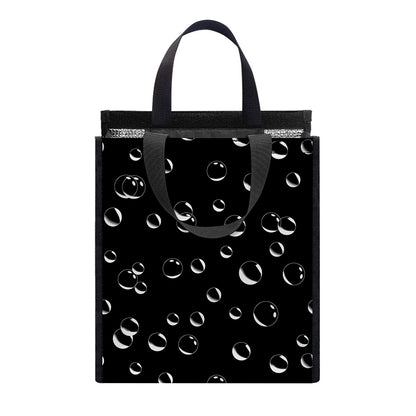 Black And White Bubble Pattern Print Insulated Lunch Tote