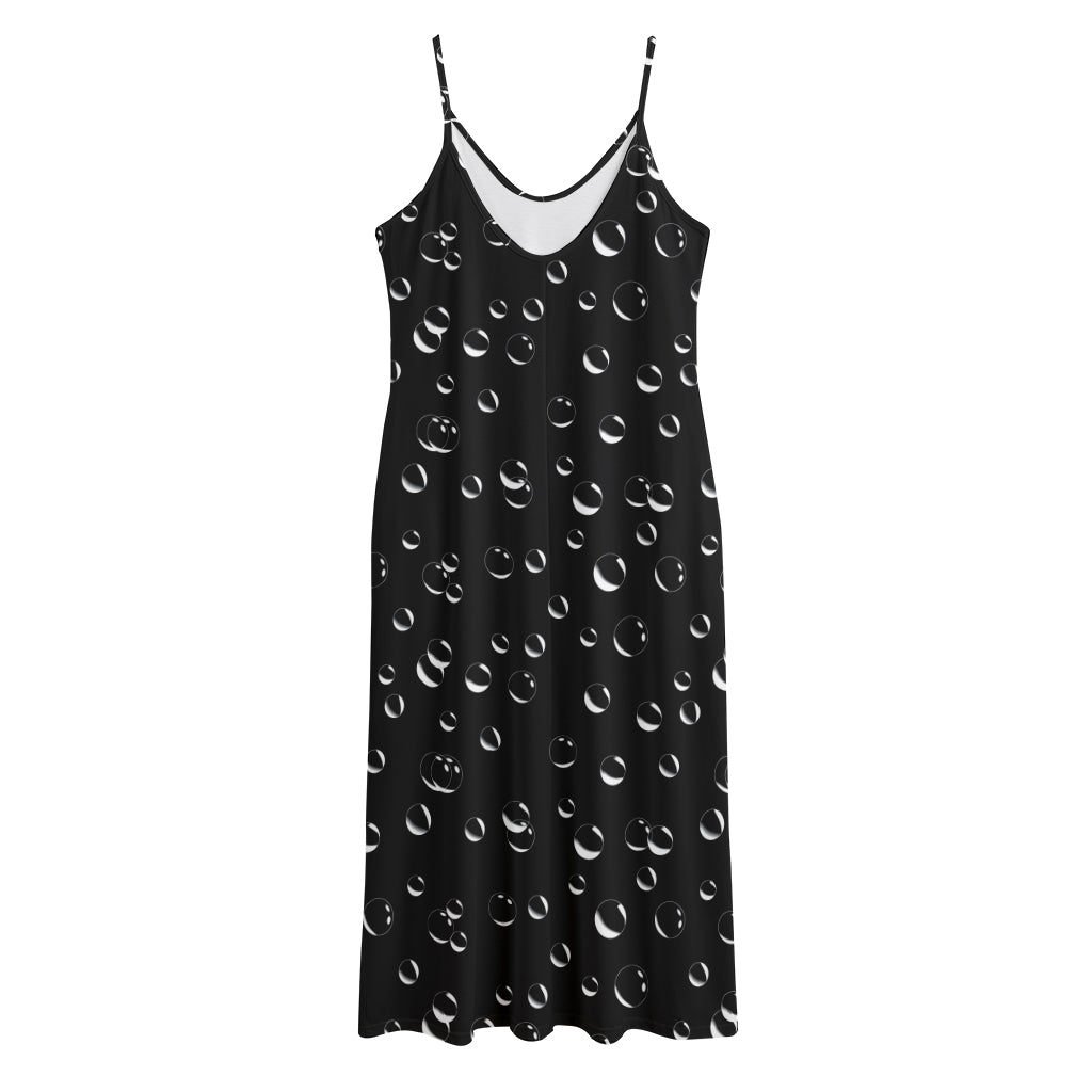 Black And White Bubble Pattern Print Jersey Midi Cami Dress