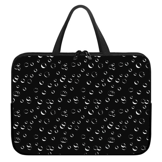 Black And White Bubble Pattern Print Laptop Sleeve With Handle