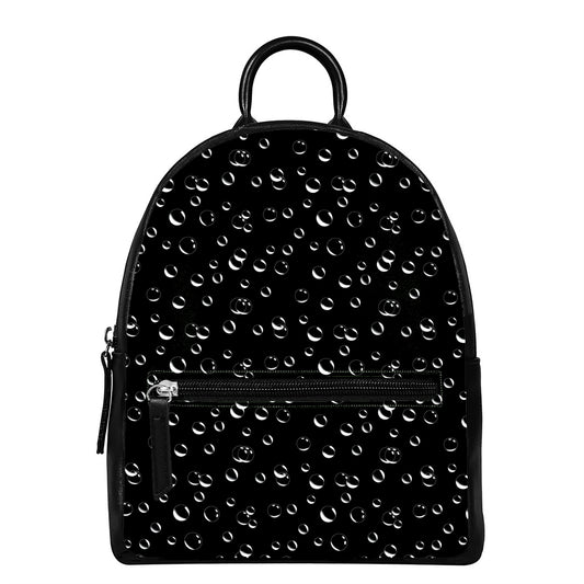 Black And White Bubble Pattern Print Leather Backpack