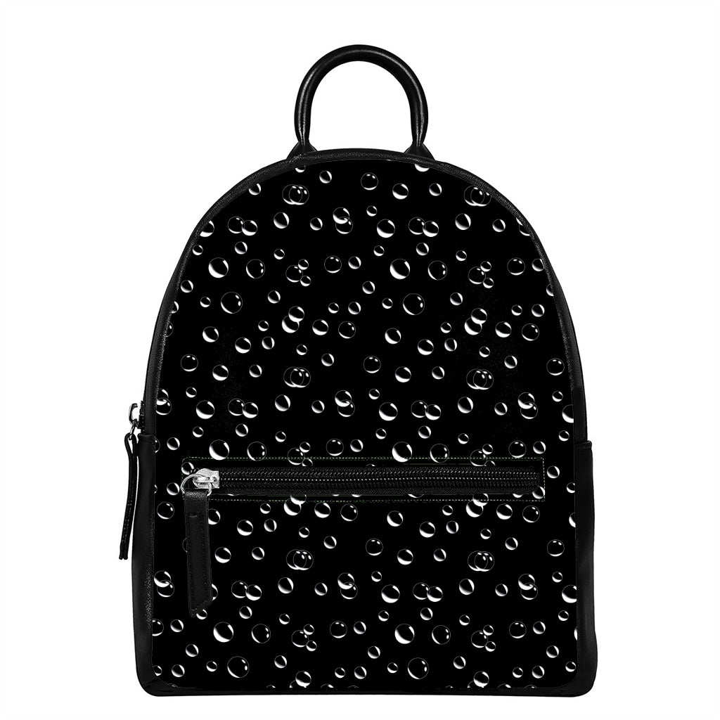 Black And White Bubble Pattern Print Leather Backpack