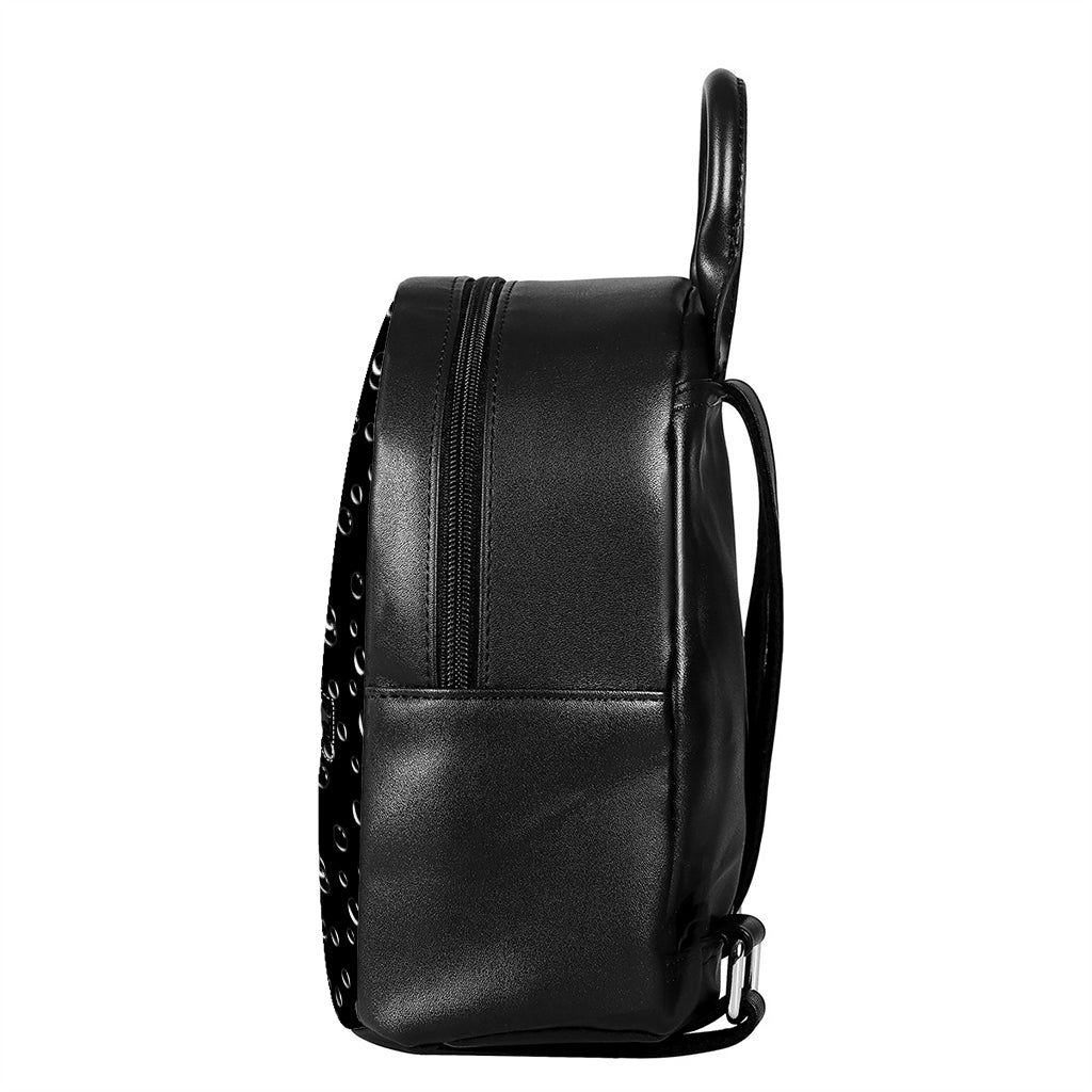 Black And White Bubble Pattern Print Leather Backpack