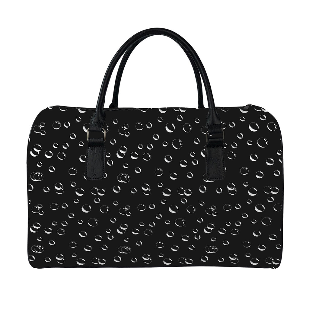 Black And White Bubble Pattern Print Leather Duffle Bag