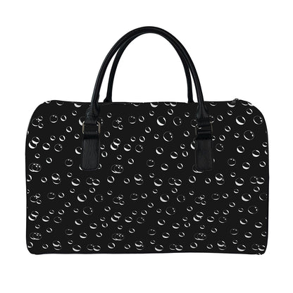 Black And White Bubble Pattern Print Leather Duffle Bag