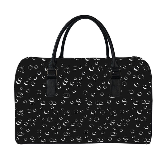 Black And White Bubble Pattern Print Leather Duffle Bag