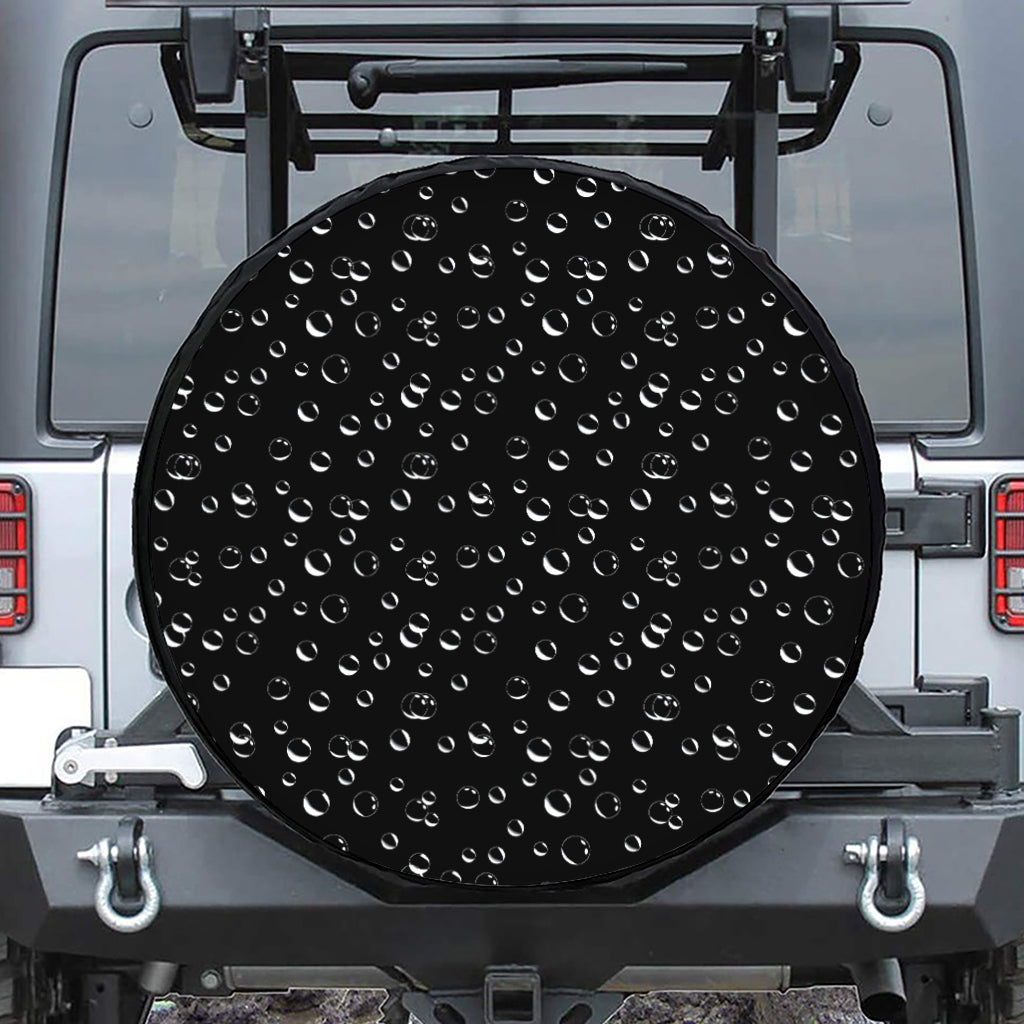 Black And White Bubble Pattern Print Leather Spare Tire Cover