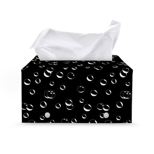 Black And White Bubble Pattern Print Leather Tissue Box Cover