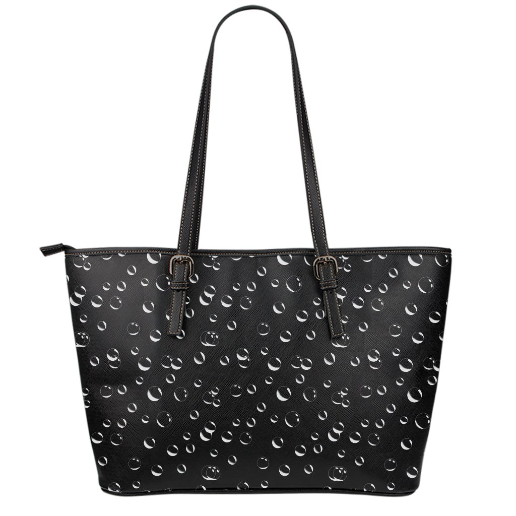 Black And White Bubble Pattern Print Leather Tote Bag