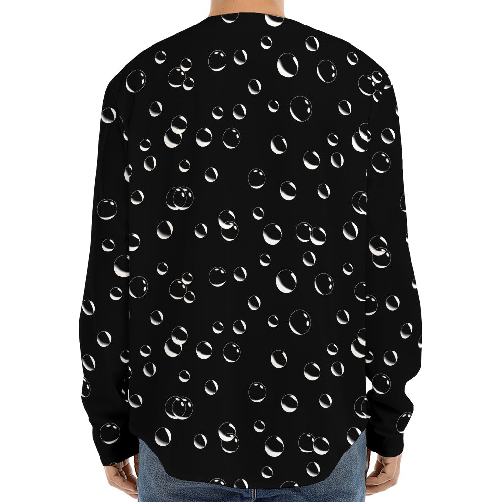 Black And White Bubble Pattern Print Long Sleeve Baseball Jersey