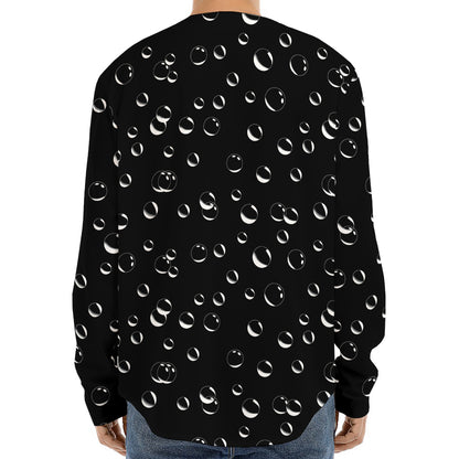 Black And White Bubble Pattern Print Long Sleeve Baseball Jersey