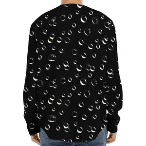 Black And White Bubble Pattern Print Long Sleeve Baseball Jersey