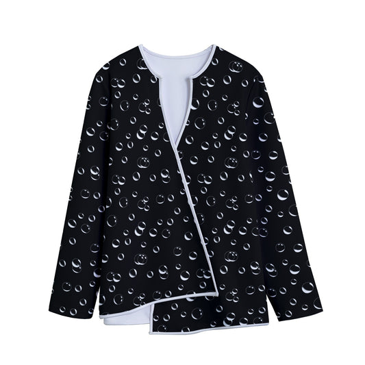 Black And White Bubble Pattern Print Long Sleeve Short Coat