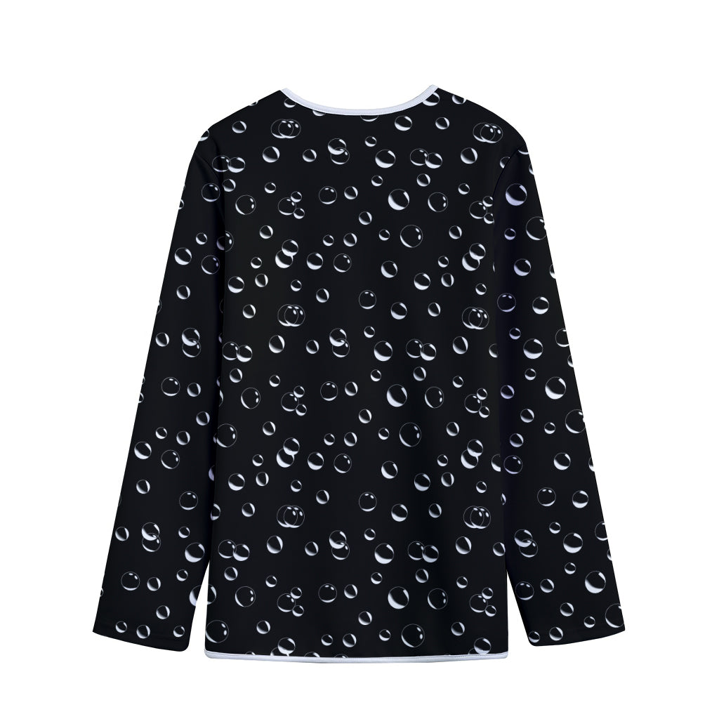 Black And White Bubble Pattern Print Long Sleeve Short Coat