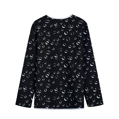 Black And White Bubble Pattern Print Long Sleeve Short Coat