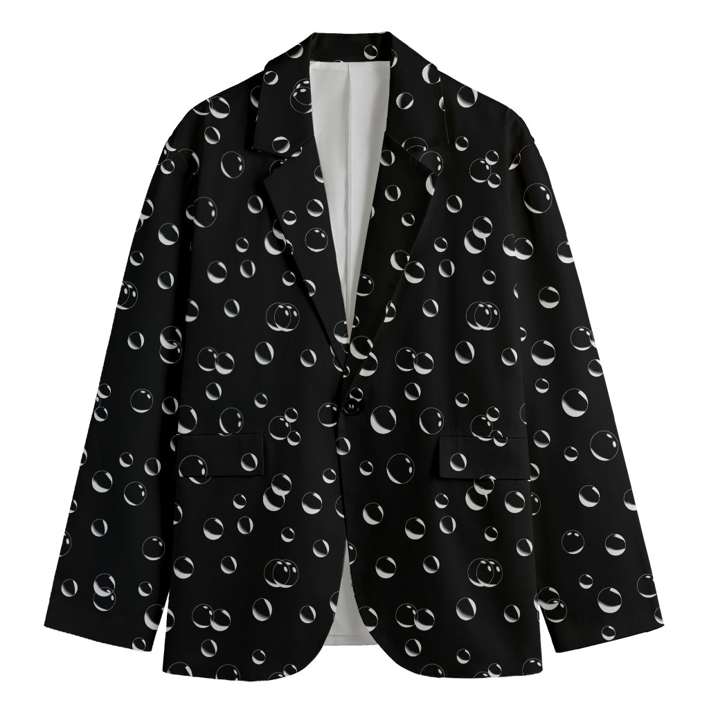 Black And White Bubble Pattern Print Men's Blazer