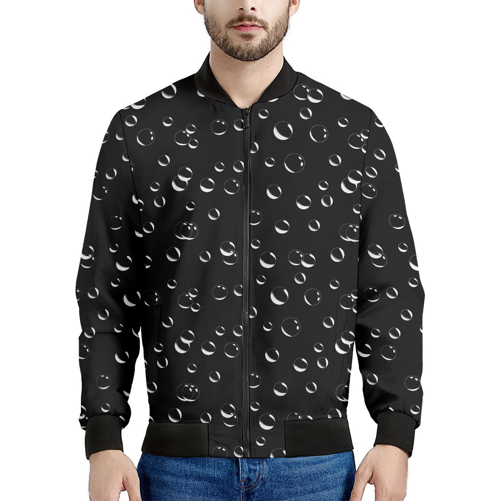 Black And White Bubble Pattern Print Men's Bomber Jacket