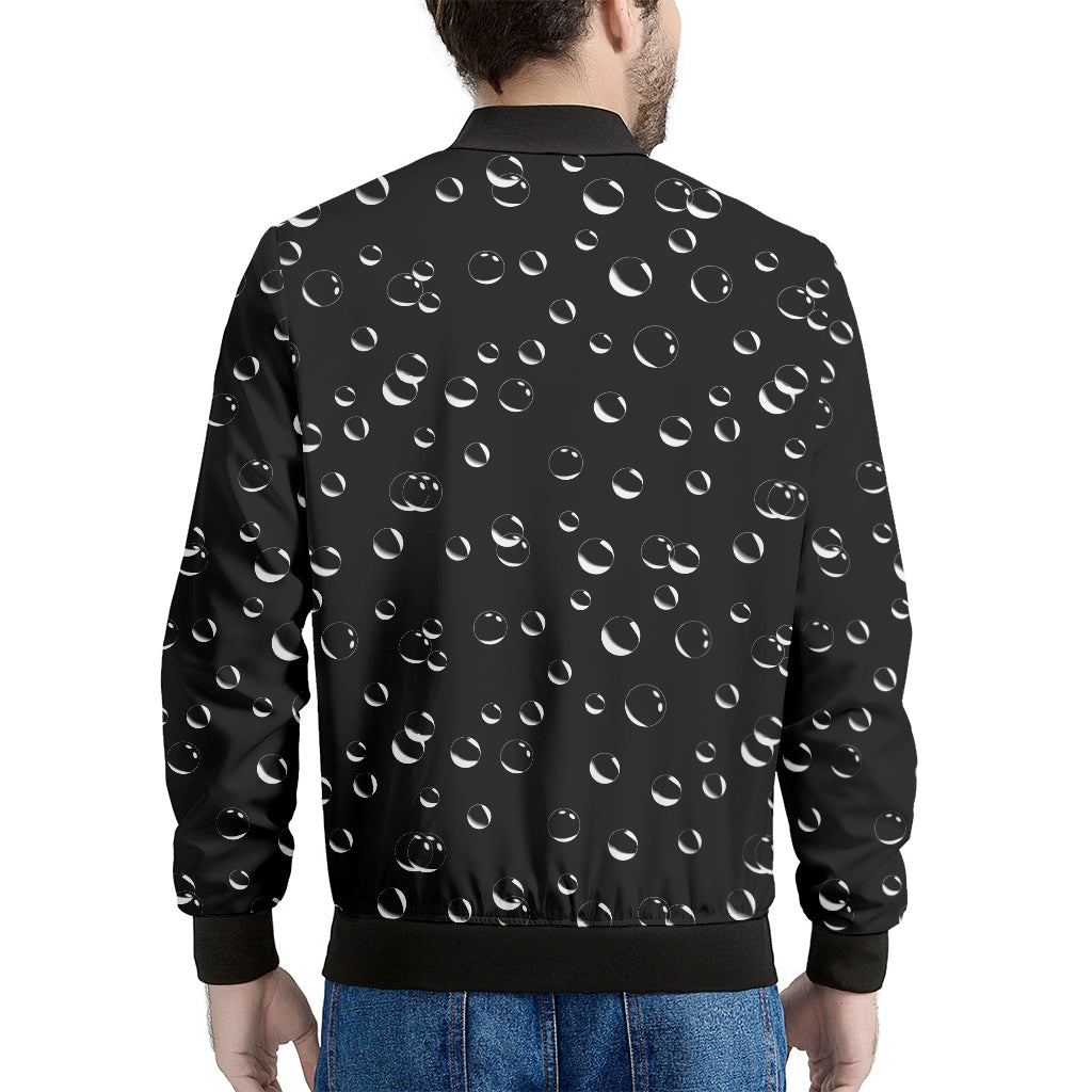 Black And White Bubble Pattern Print Men's Bomber Jacket