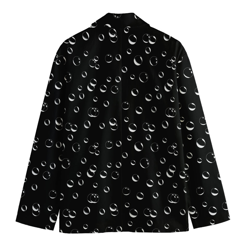 Black And White Bubble Pattern Print Men's Cotton Blazer