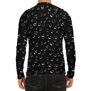 Black And White Bubble Pattern Print Men's Long Sleeve Rash Guard