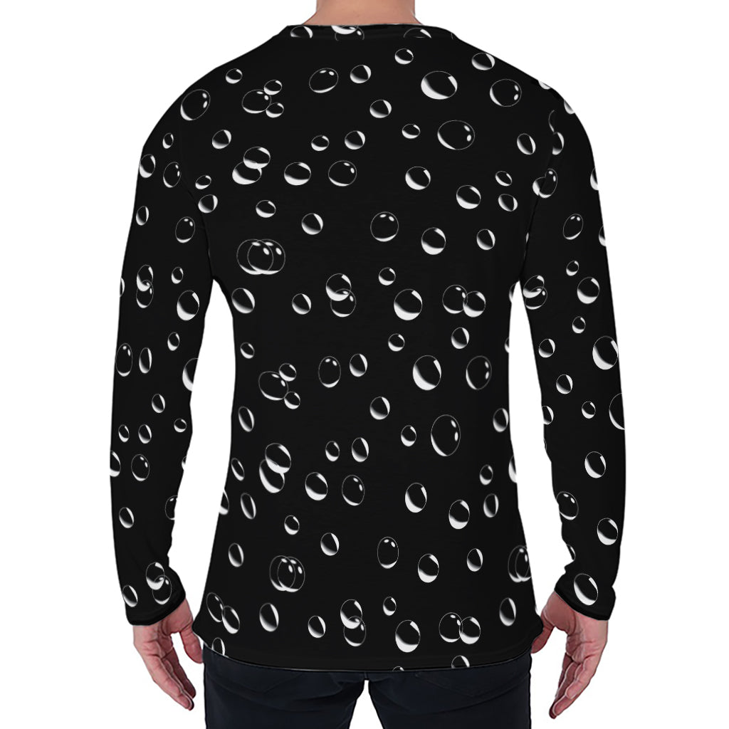 Black And White Bubble Pattern Print Men's Long Sleeve T-Shirt