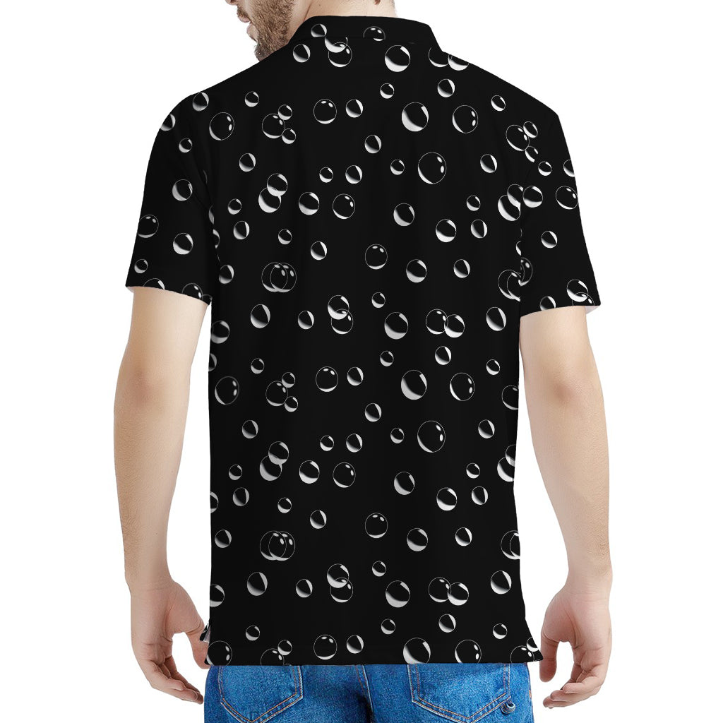 Black And White Bubble Pattern Print Men's Polo Shirt