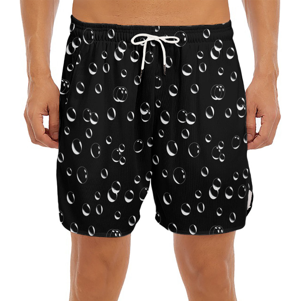 Black And White Bubble Pattern Print Men's Split Running Shorts