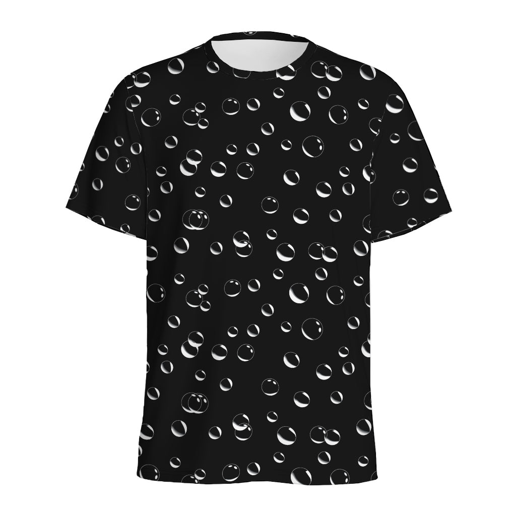 Black And White Bubble Pattern Print Men's Sports T-Shirt