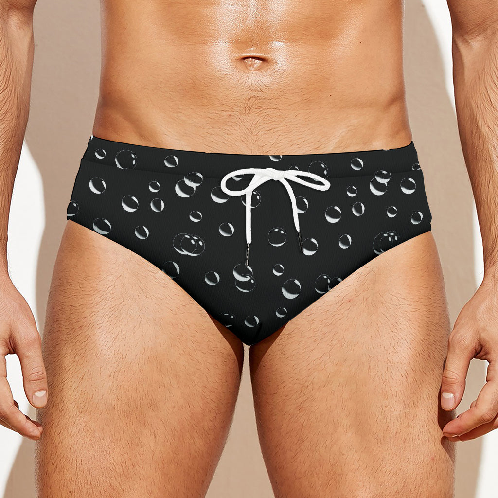 Black And White Bubble Pattern Print Men's Swim Briefs