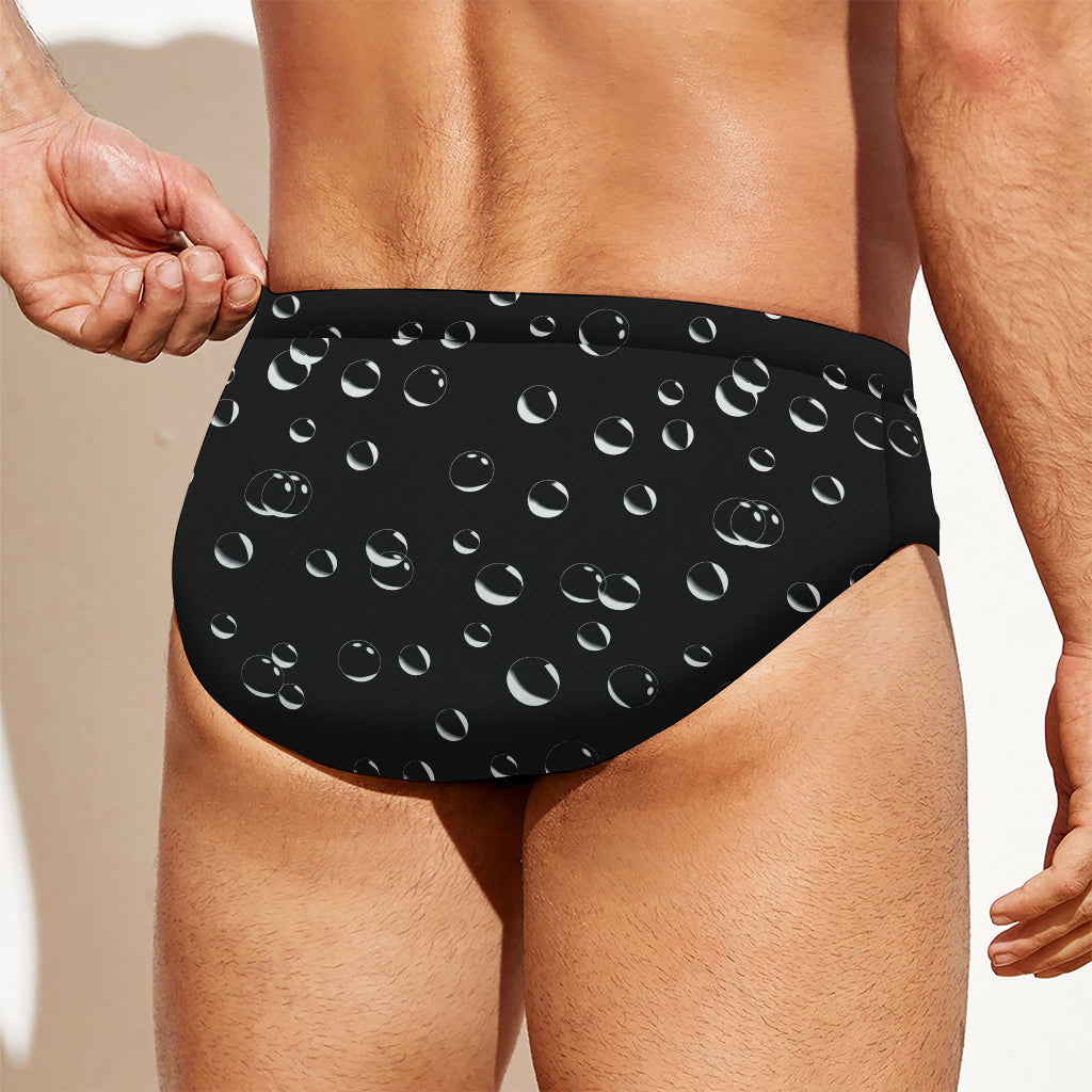 Black And White Bubble Pattern Print Men's Swim Briefs