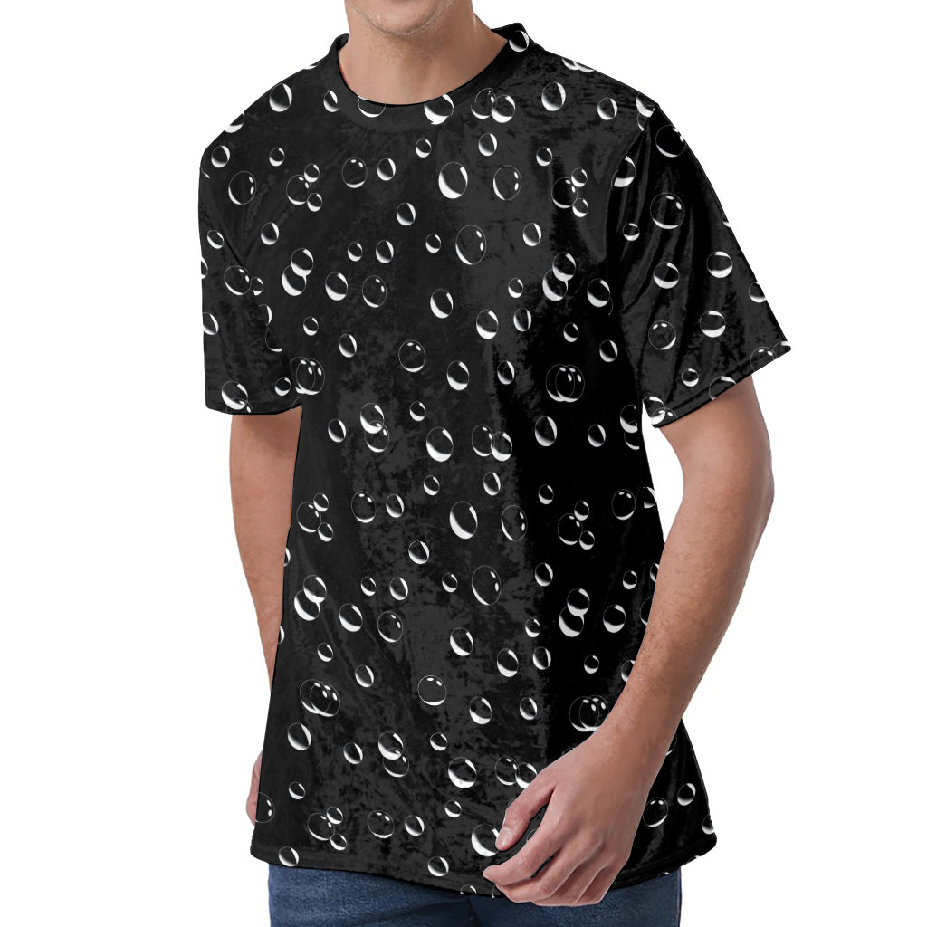 Black And White Bubble Pattern Print Men's Velvet T-Shirt