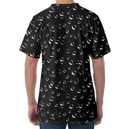 Black And White Bubble Pattern Print Men's Velvet T-Shirt