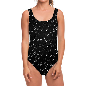 Black And White Bubble Pattern Print One Piece Swimsuit