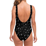 Black And White Bubble Pattern Print One Piece Swimsuit