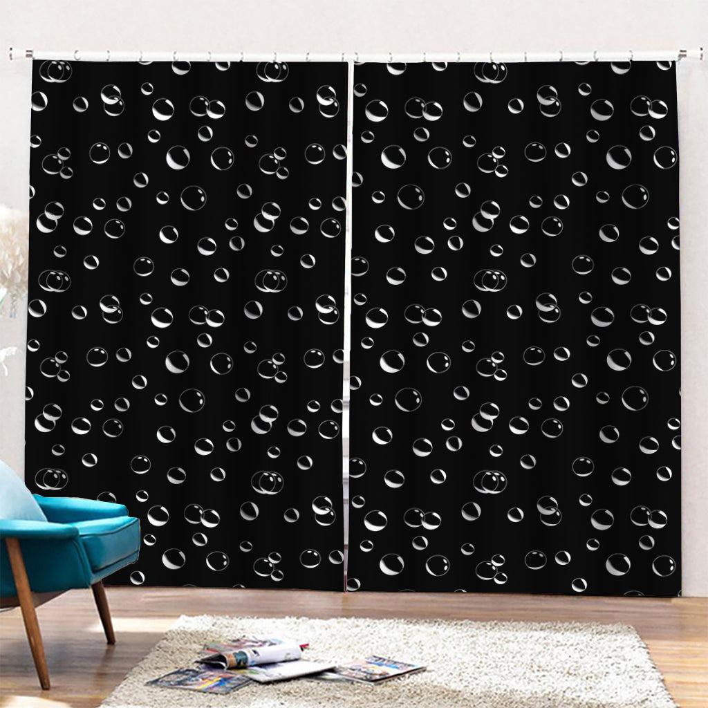 Black And White Bubble Pattern Print Pencil Pleat Curtains