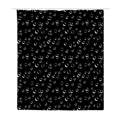 Black And White Bubble Pattern Print Polyester Shower Curtain