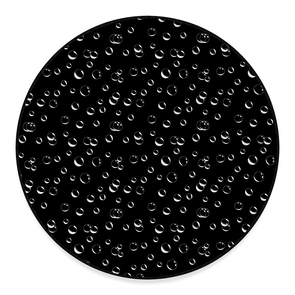 Black And White Bubble Pattern Print Round Floor Mat