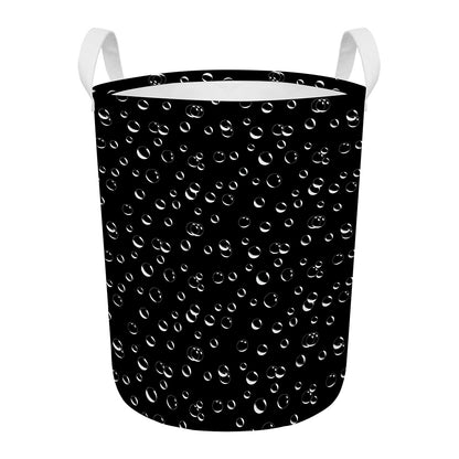 Black And White Bubble Pattern Print Round Laundry Basket