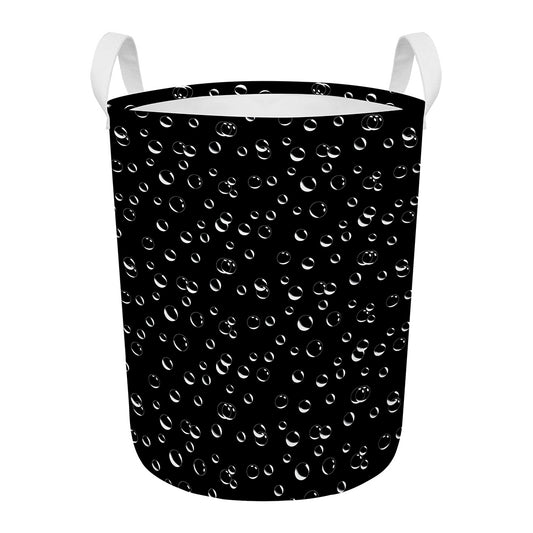 Black And White Bubble Pattern Print Round Laundry Basket