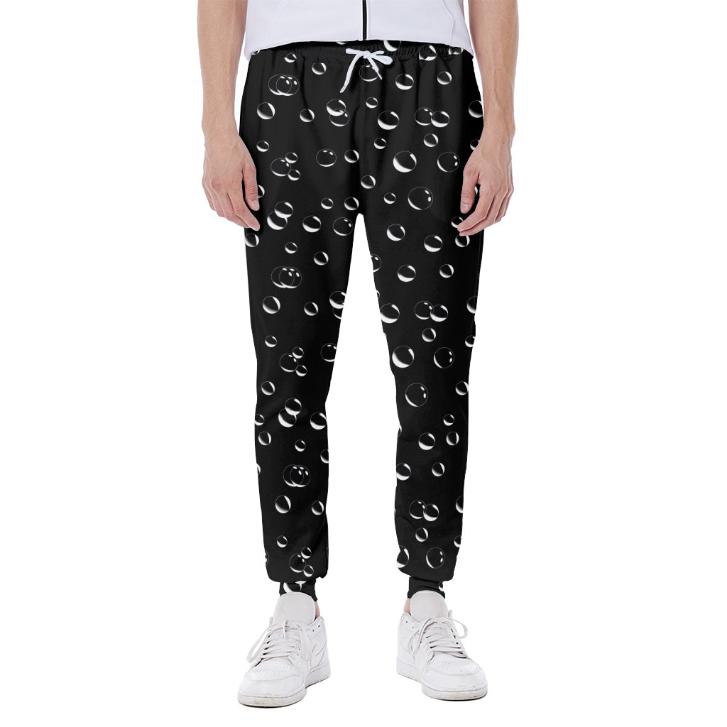 Black And White Bubble Pattern Print Scuba Joggers