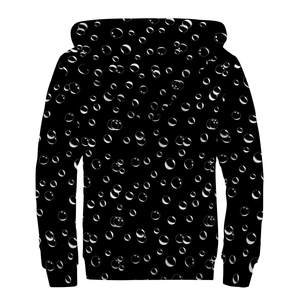 Black And White Bubble Pattern Print Sherpa Lined Zip Up Hoodie